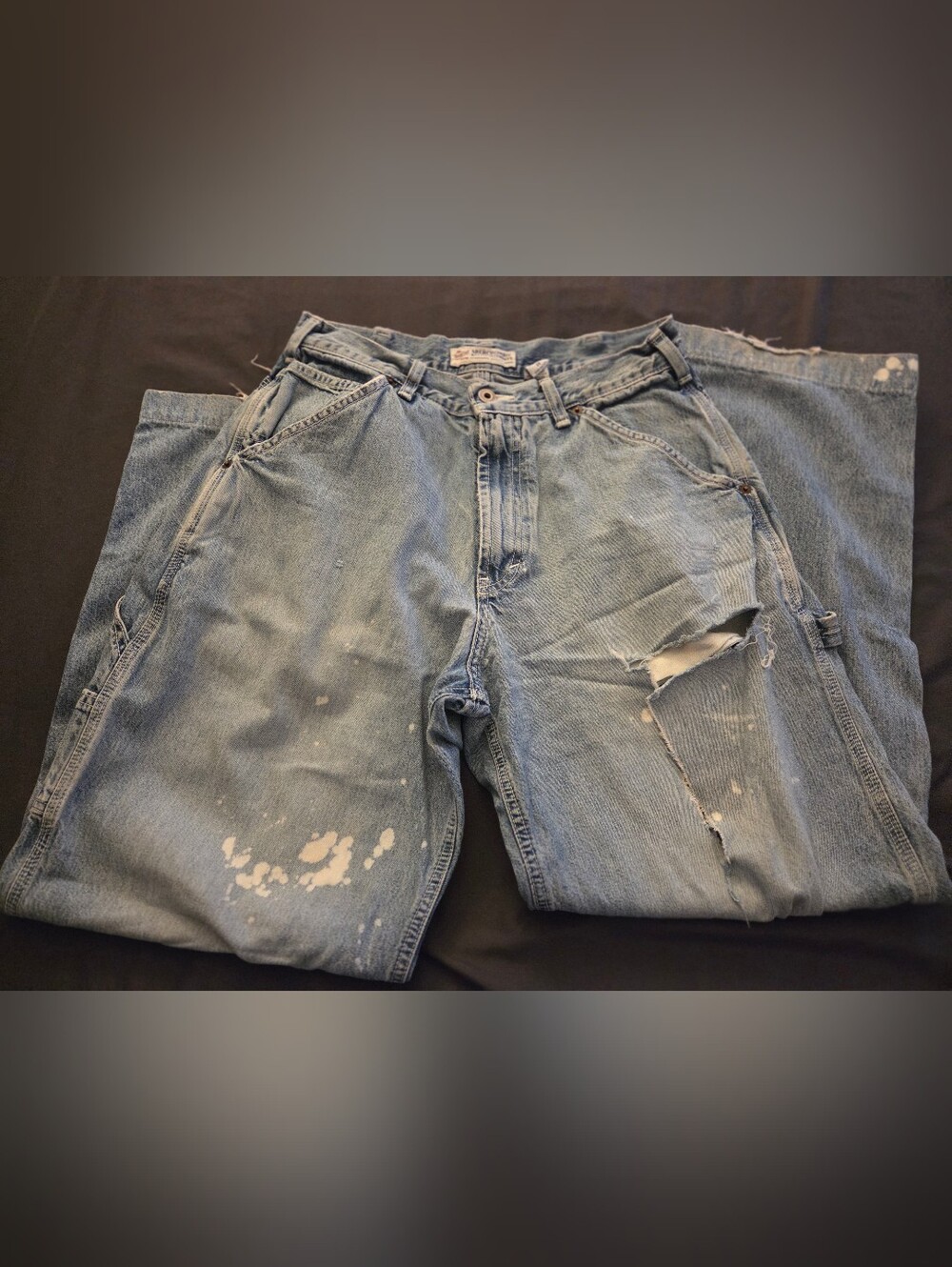 Vintage Abercrombie And Fitch Light Blue Distressed Carpenter Jeans